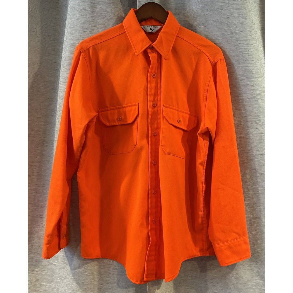 Vintage Black Duck Neon Orange Hunting Button Up Outdoor
